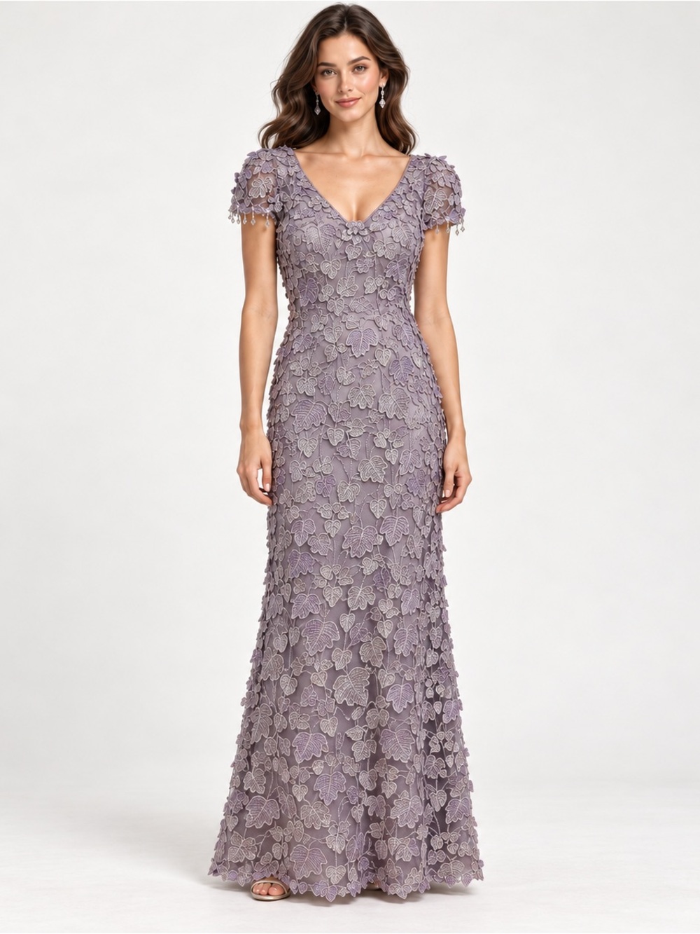Carol Peretz purple silk 3D textured formal dress size 6 wedding gala formal